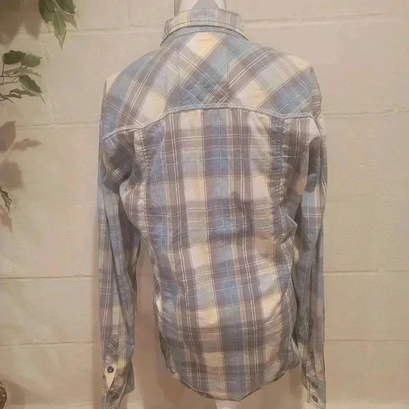 BKE Athletic Fit Button Up Western Shirt Men  XL Blue/Gray/Yellow Long Sleeve. - Picture 5 of 13